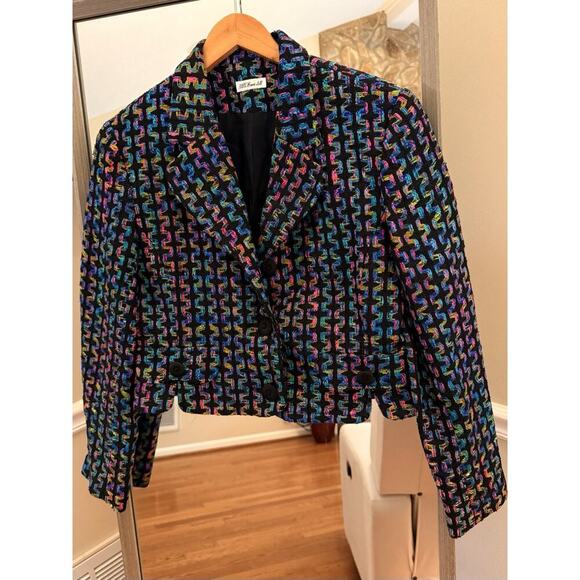 Anna May Silk Blazer Jacket Multicolor Tweed Size 4 - Picture 2 of 6